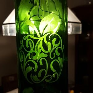 Fancy Apple Etched wine bottles with LED lights